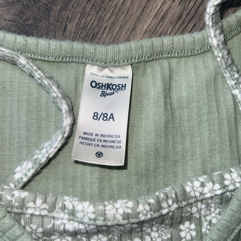 OshKosh B'gosh Sage Green Floral Dress w Shrug 8 EUC